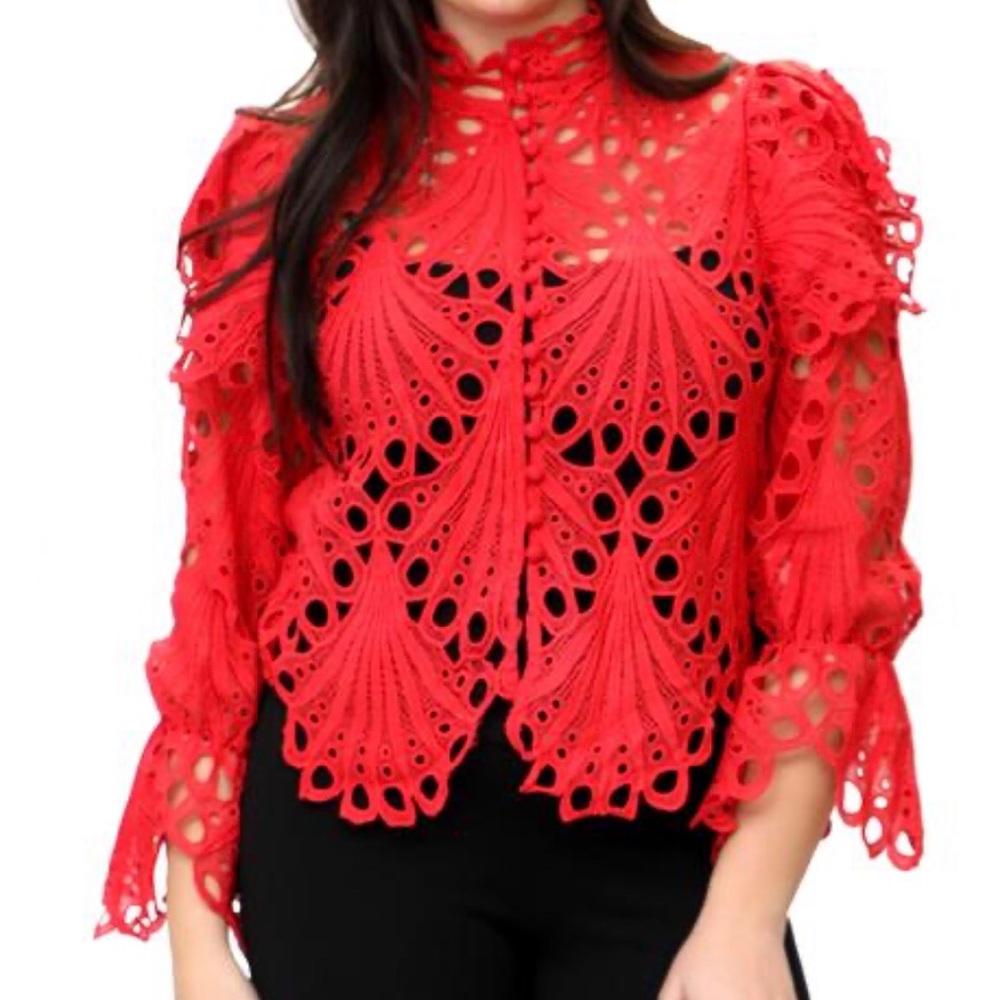 N by Nancy Crochet Lace Blouse